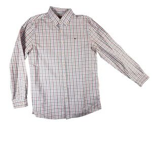 Vineyard Vines Whale Shirt Boys XL 18 Pink Blue Plaid Excellent Button Down